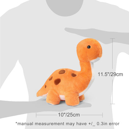 BenBen Dinosaur Stuffed Animal, 10" Dino Plush Toys for Infant, Toddler, Brachiosaurus, Orange