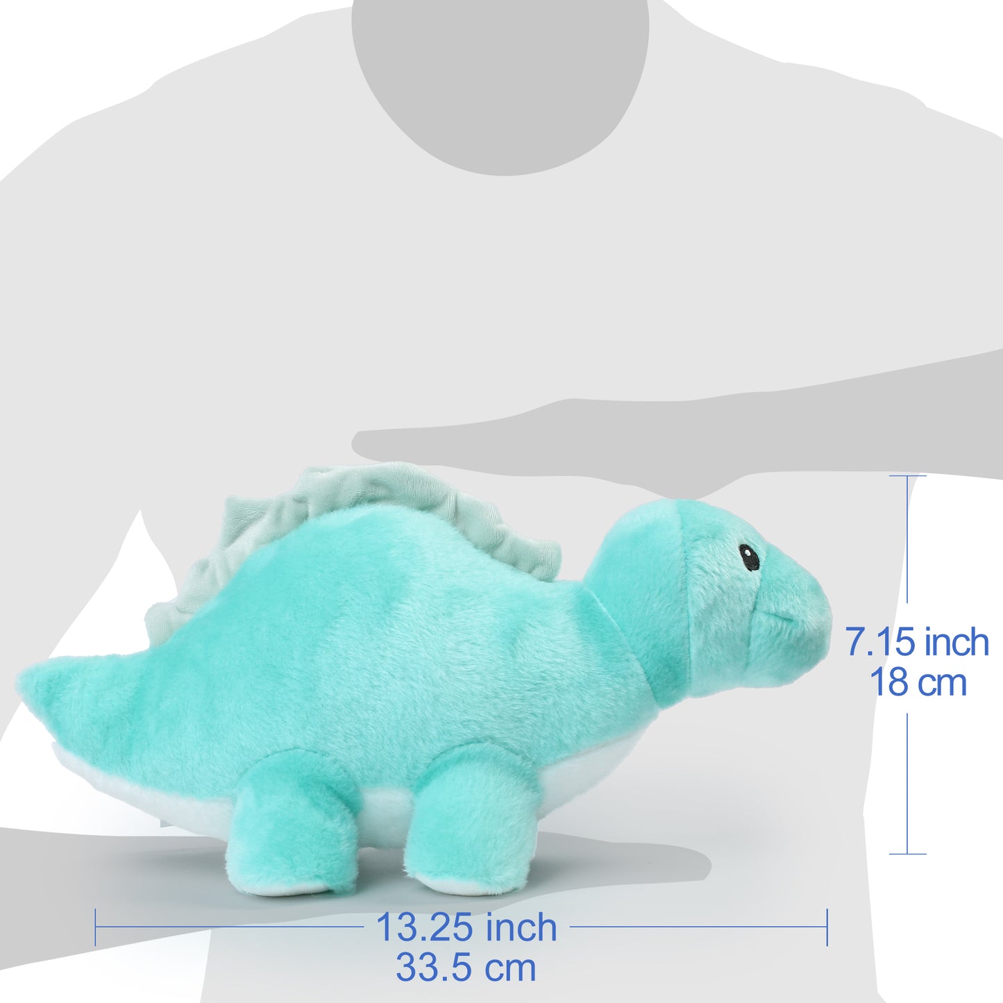 BenBen Dinosaur Stuffed Animal, 13" Dino Plush Toys for Kids, Stegosaurs, Blue