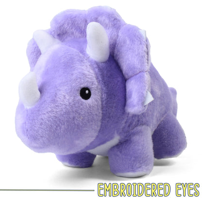 BenBen Dinosaur Stuffed Animal, 13" Dino Plush Toysfor Kids, Triceratops, Purple WMT