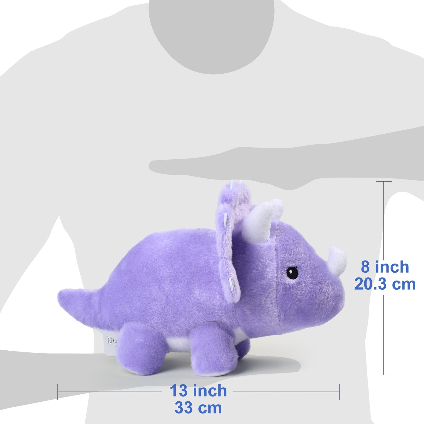 BenBen Dinosaur Stuffed Animal, 13" Dino Plush Toysfor Kids, Triceratops, Purple WMT