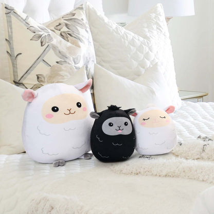 BenBen Lamb Plush Pillow, Set of 3, 12 and 7'' Squishy Lamb Stuffed Animals, Kawaii Sheep Plushies for Kids, Easter Gifts