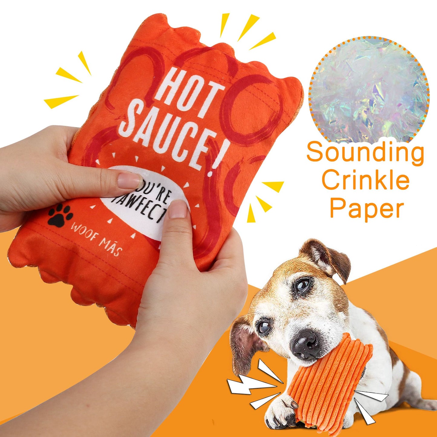Prime Pets 3Pcs Plush Dog Toy Set, Cute Taco Dog Squeaky Toys for Small Medium Dogs