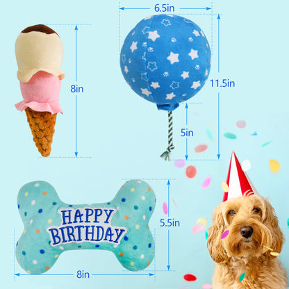 Prime Pets Dog Birthday Toys, Plush Dog Crinkle Squeaky Toys, Dog Birthday Party Supplies, Dog Chew Toys for Small Medium Dogs