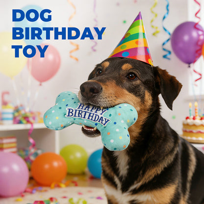 Prime Pets Dog Birthday Toys, Plush Dog Squeaky Toys, Dog Chew Toys Bone for Small Medium Large Dogs
