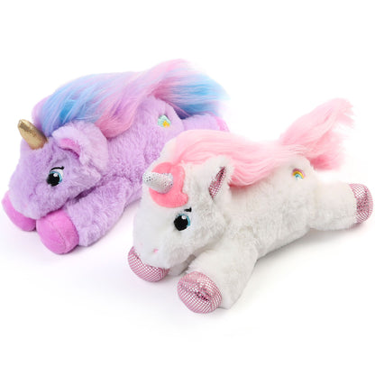 BenBen Unicorn Stuffed Animal 7", Set of 2, Purple and White, Small Unicorn Plush Toy Gifts for Baby Girls Boys