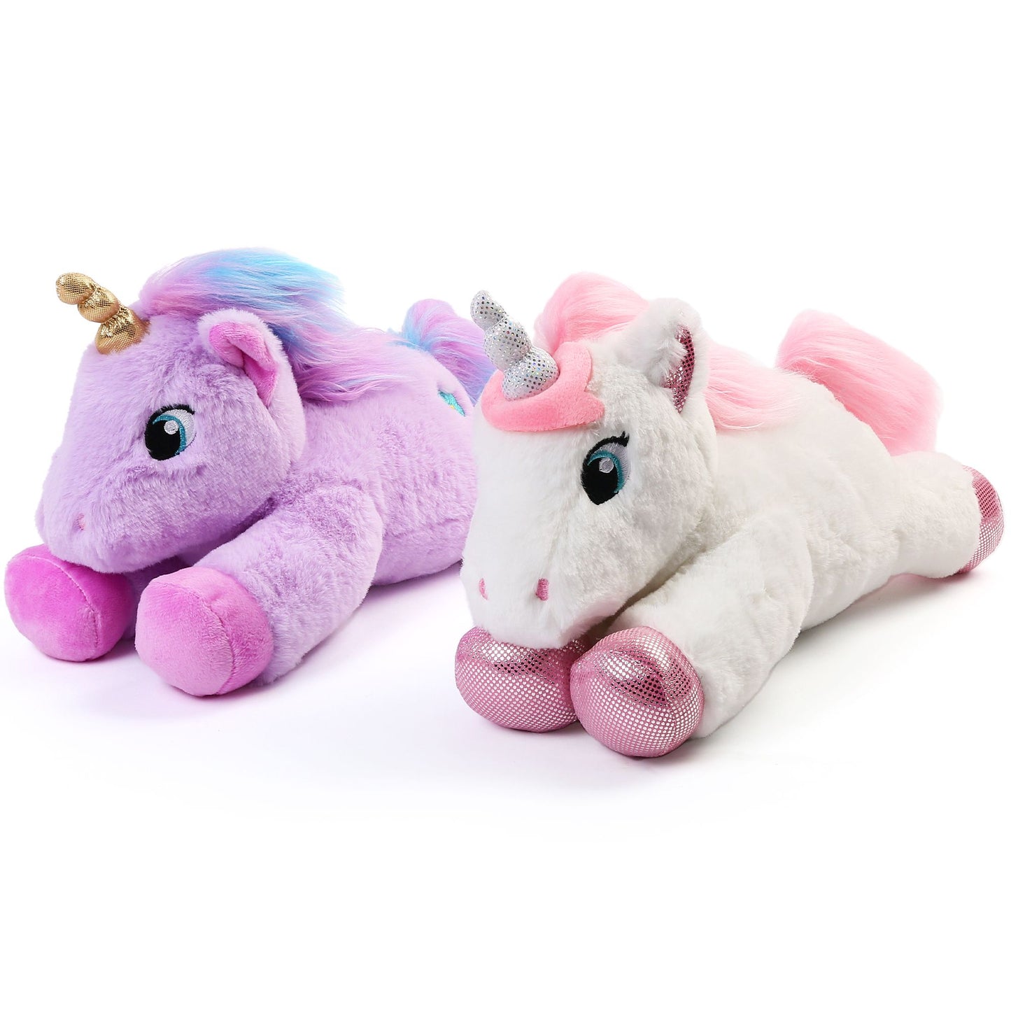 LotFancy 2 Pcs 12" Unicorn Stuffed Animal Plush Toys Gifts for Kids, Girls, Purple and White