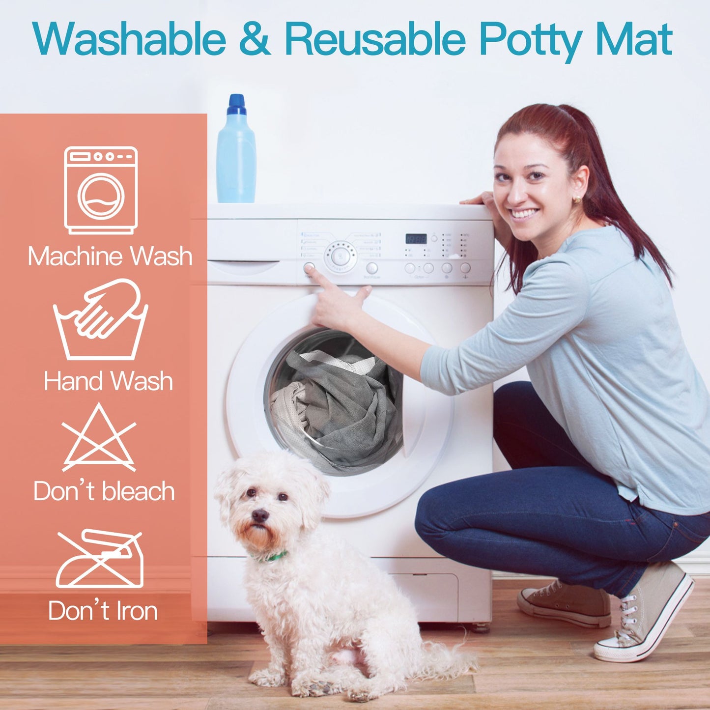 Prime Pets Reusable Pee Pads for Dogs, Extra Large 54x54 in Washable Puppy Pad, Non-Slip