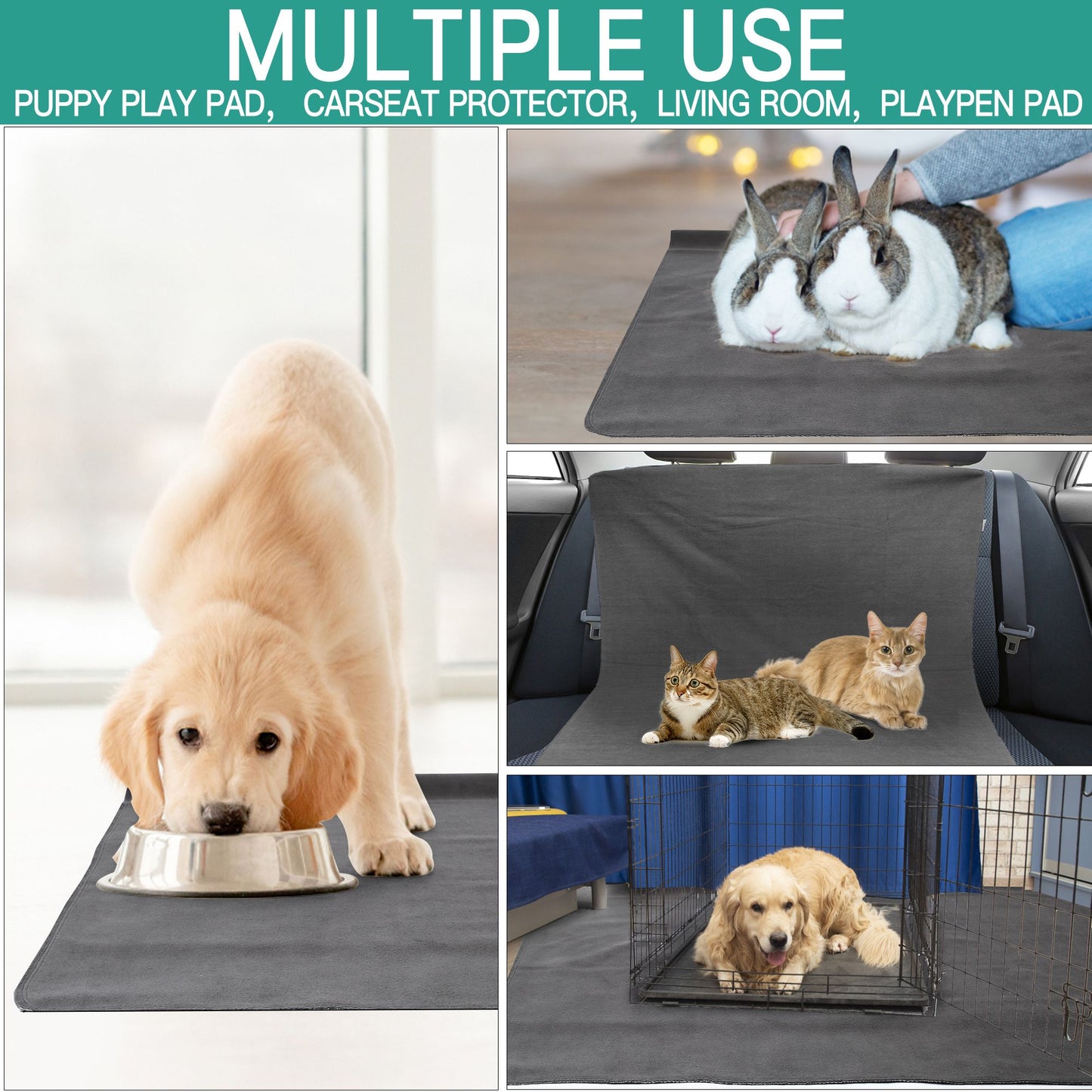 Prime Pets Reusable Pee Pads for Dogs, Extra Large 54x54 in Washable Puppy Pad, Non-Slip