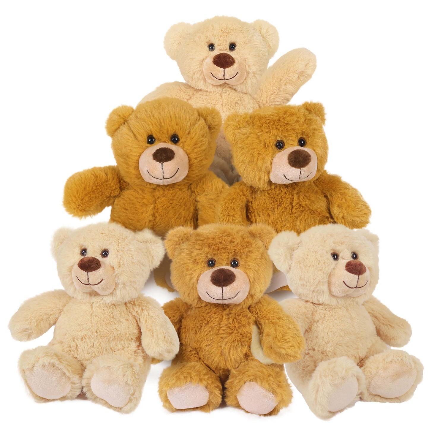 LotFancy Teddy Bear Stuffed Animal, 6 Pack 10 in Bulk Plush Bear Toy Gifts for Kids Baby Toddlers