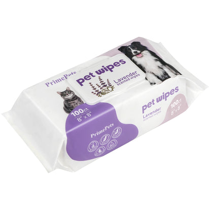 Prime Pets Dog Wipes for Paws and Butt, Pet Wipes for Dogs Cats Cleaning Deodorizing, Lavender Scented, Extra Thick Puppy Wipes for Sensitive Skin, Grooming for Bums, Face and Body