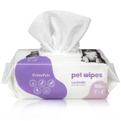 Prime Pets Dog Wipes for Paws and Butt, Pet Wipes for Dogs Cats Cleaning Deodorizing, Lavender Scented, Extra Thick Puppy Wipes for Sensitive Skin, Grooming for Bums, Face and Body