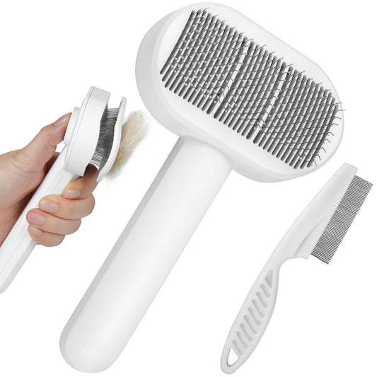 Prime Pets Cat Brush, Self-Cleaning Slicker Brush with Release Button WMT