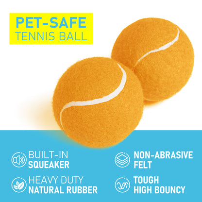 Prime Pets Tennis Balls for Dogs, 3Pc 2.5'' Dog Squeaky Balls, Puppy Chew Toys, Orange WMT