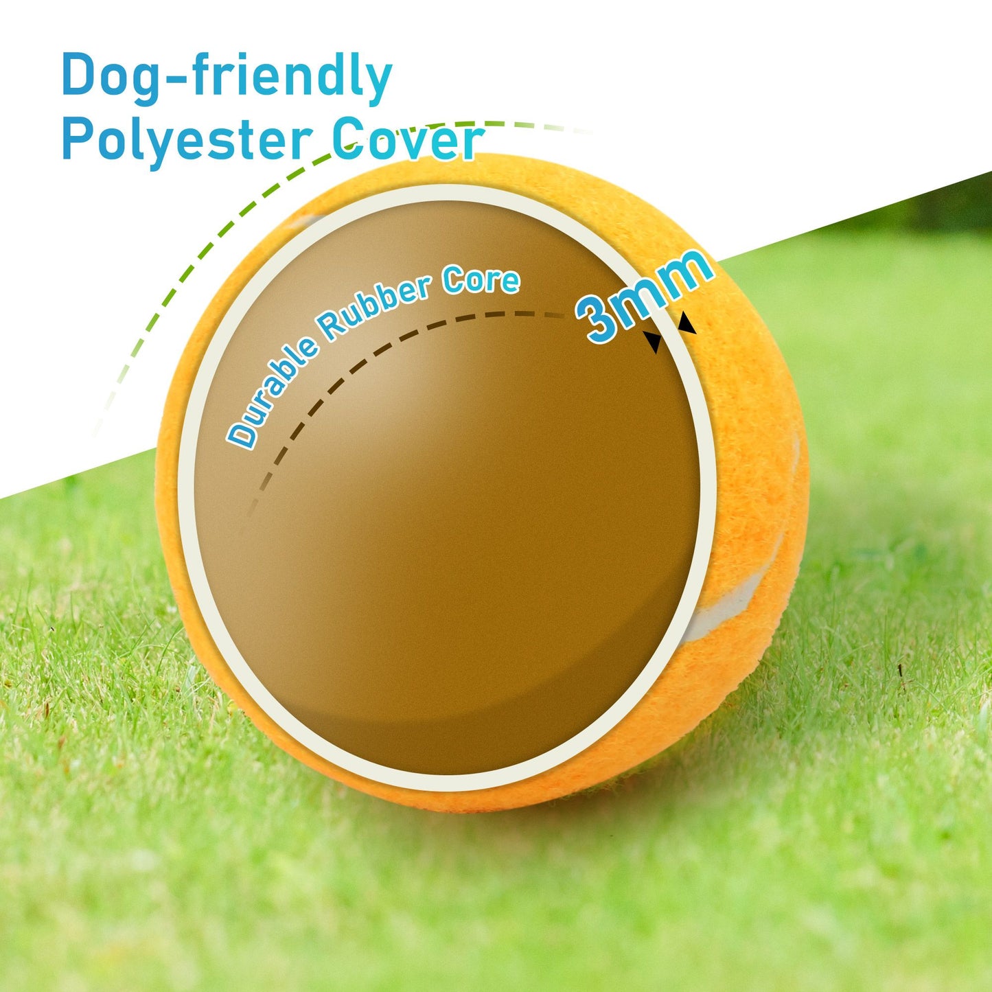 PrimePets Tennis Balls for Dogs, Interactive Fetch Dog Toy Balls for Indoor Outdoor Play Fetch Dog Balls for Medium, Large Dogs PMT