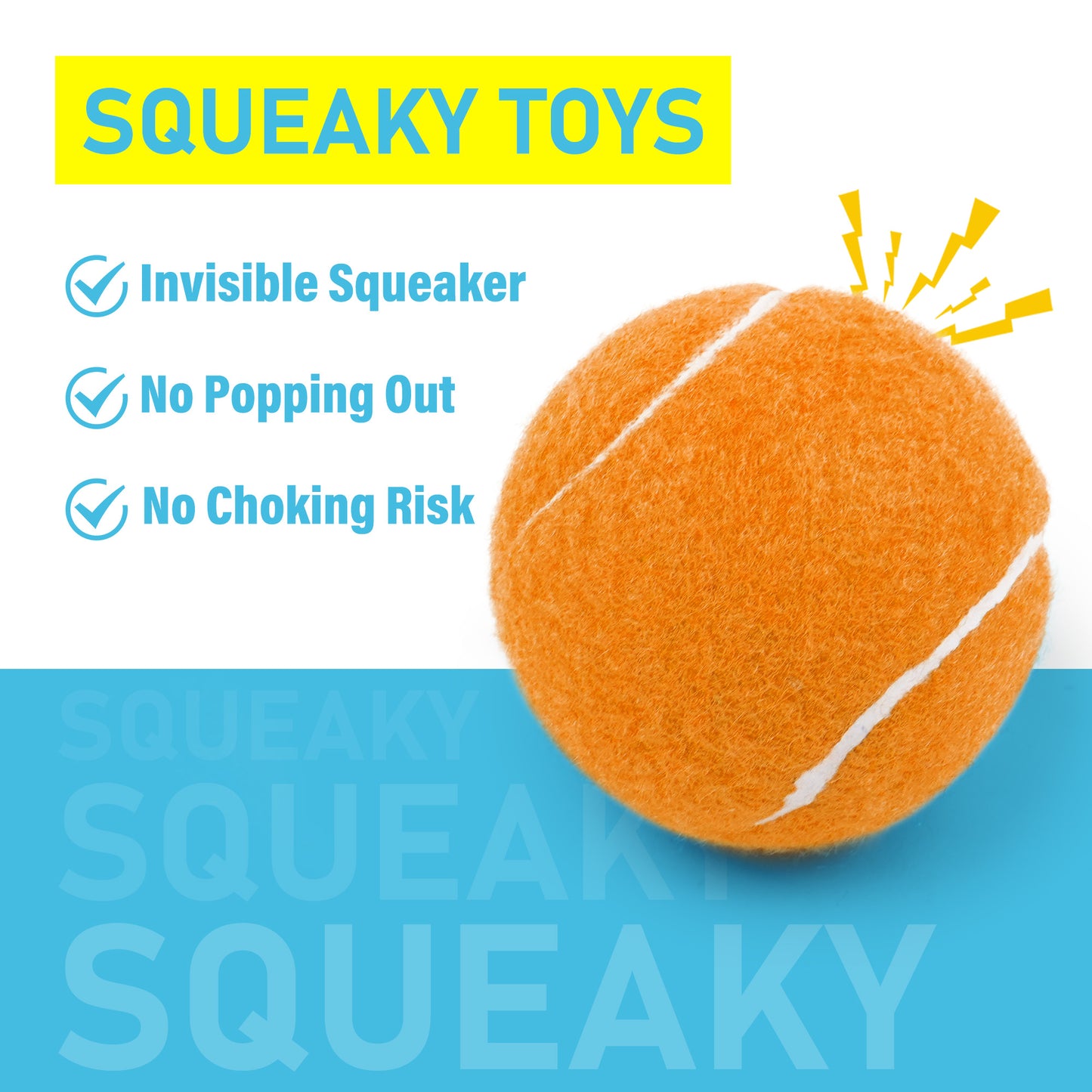 Prime Pets Tennis Balls for Dogs, 3Pc 2.5'' Dog Squeaky Balls, Puppy Chew Toys, Orange WMT