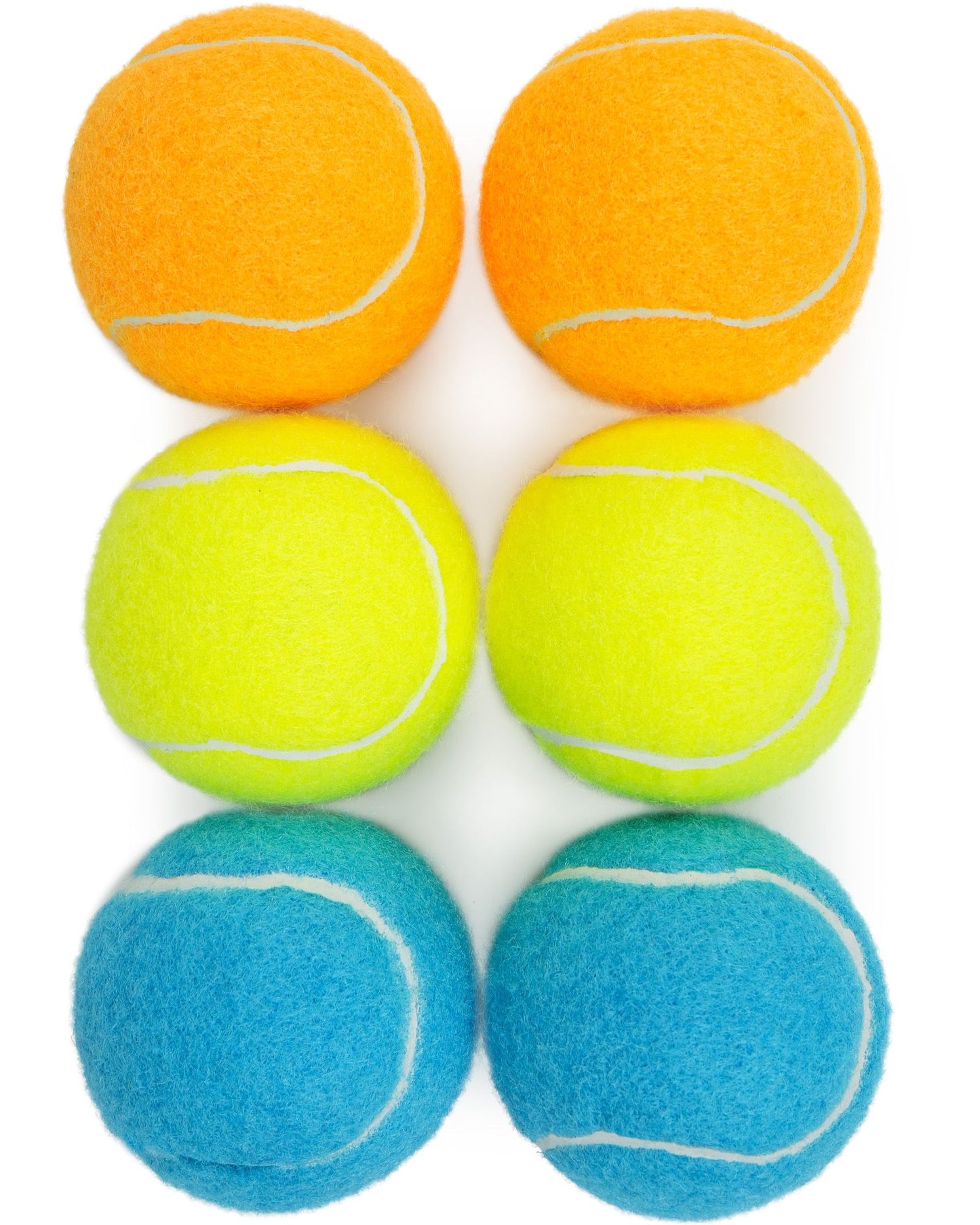 Prime Pets Tennis Balls for Dogs, 6Pack 2.5 in Tennis Ball with Squeaker for Pet Dog, 2Yellow + 2Light Blue + 2Orange