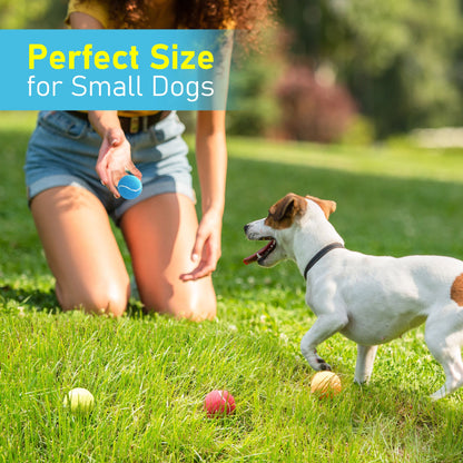 Prime Pets Tennis Balls for Dogs, 6Pack 2.5 in Tennis Ball with Squeaker for Pet Dog, 2Yellow + 2Light Blue + 2Orange