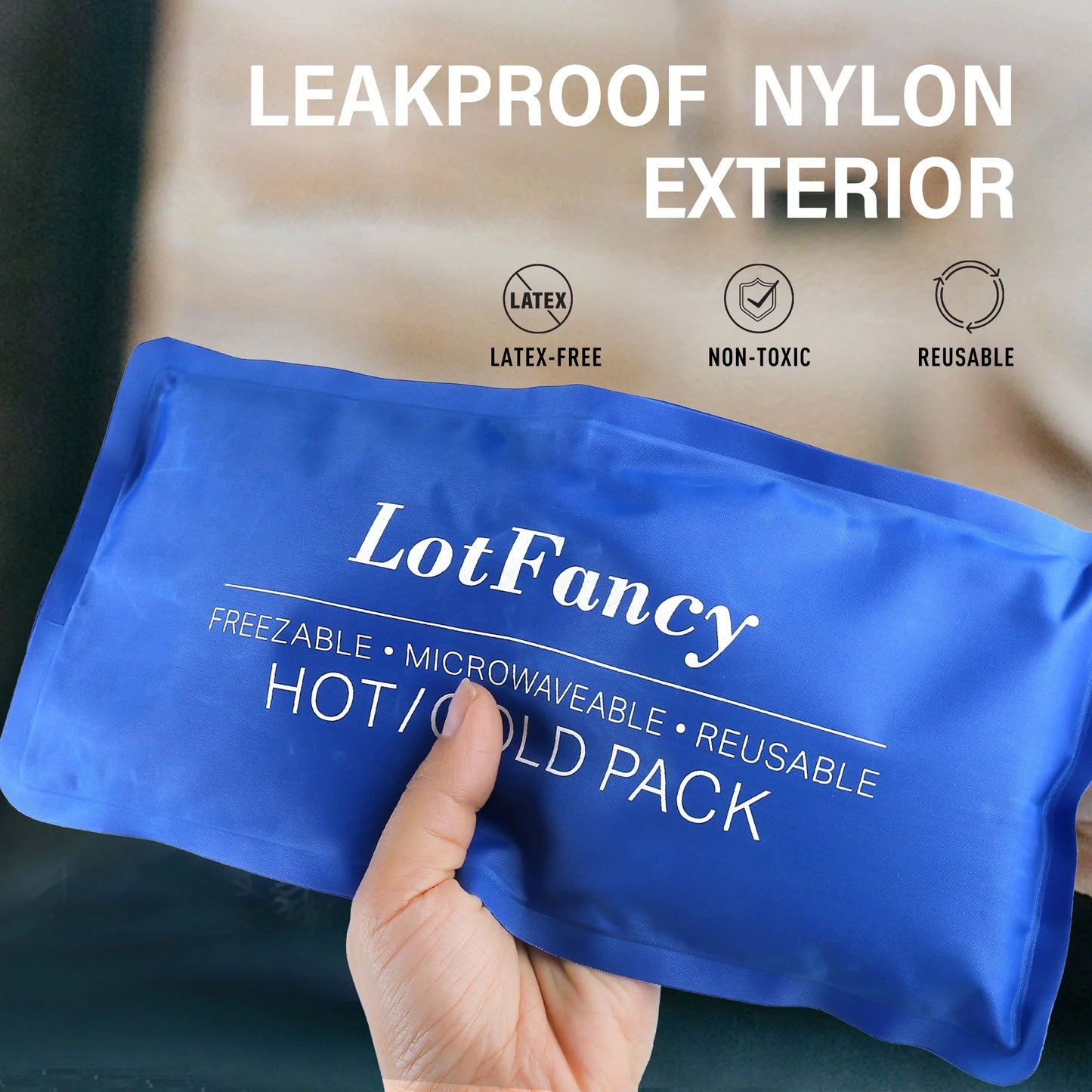 LotFancy Ice Pack for Injuries, 4 Pcs Reusable Soft Hot Cold Gel Pack for First Aid, 10.5 x 5 Inches