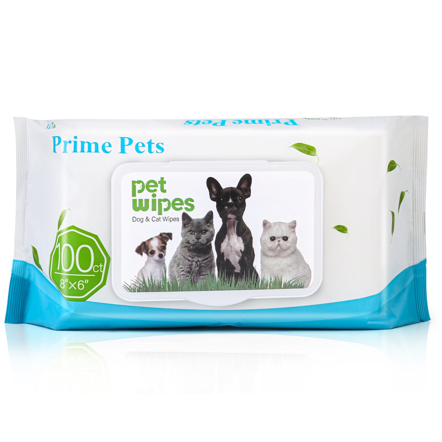 Prime Pets Dog Wipes Cleaning Deodorizing, Pet Grooming Wipes 8" x 6", Fragrance Free, 100ct per Pack(1, 3, 6 Pack) Cat Wipes for Paws Face Butt Eyes Ears