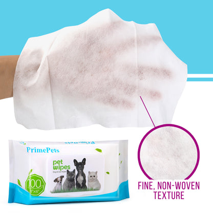 Prime Pets 600 Count Dog Grooming Wipes, Pet Cleaning Deodorizing Wipes for Dogs & Cats, 6 Pack