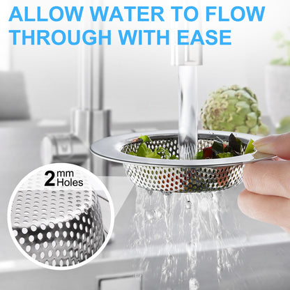 LotFancy Kitchen Sink Strainer, 4 Pack Stainless Steel Drain Strainer, 4.5 in Large Wide Rim