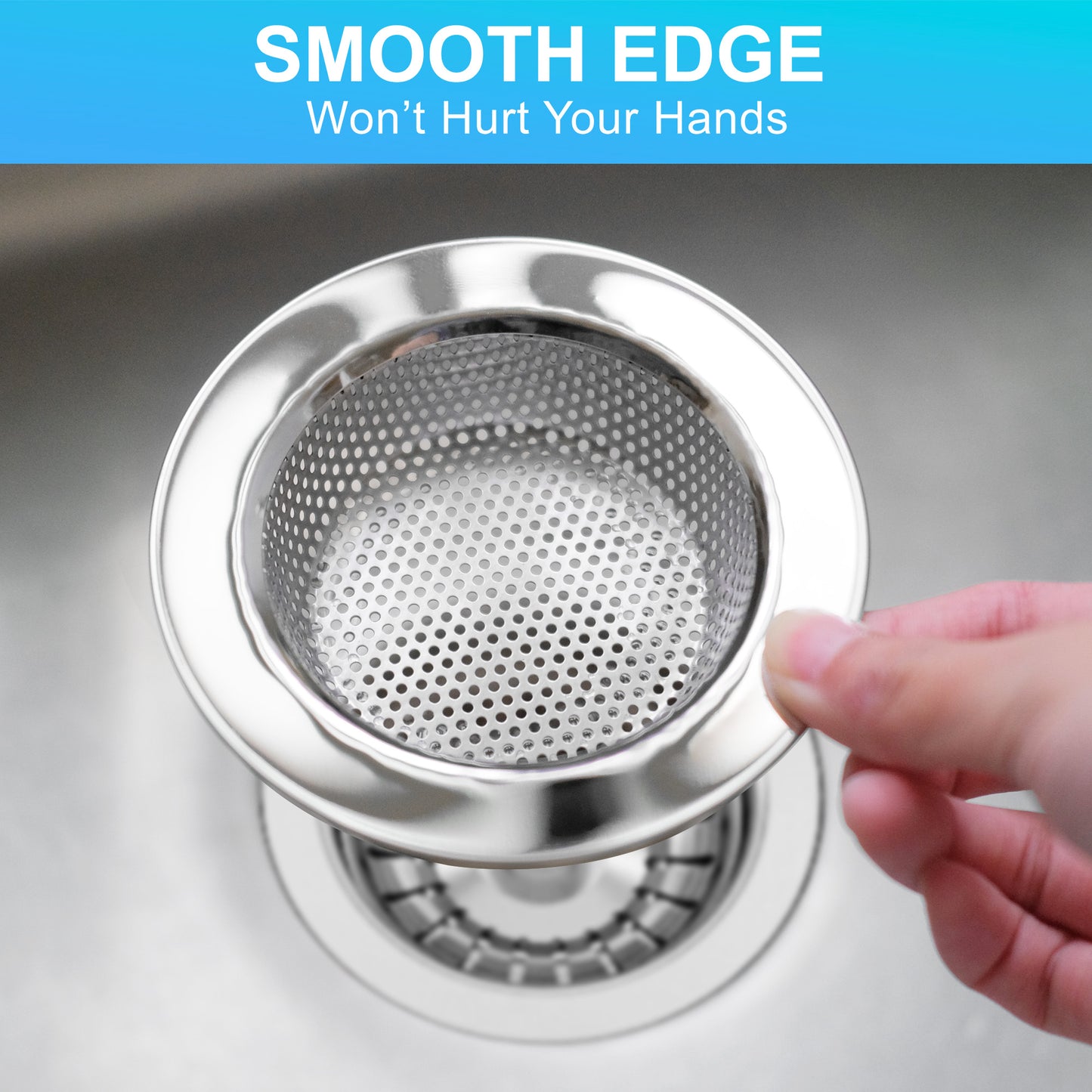 LotFancy Kitchen Sink Strainer, 4 Pack Stainless Steel Drain Strainer, 4.5 in Large Wide Rim