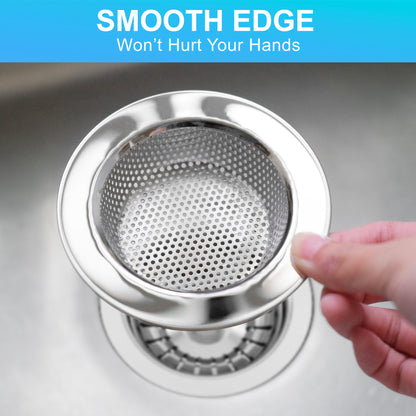 LotFancy Kitchen Sink Strainer, 4 Pack Stainless Steel Drain Strainer, 4.5 in Large Wide Rim