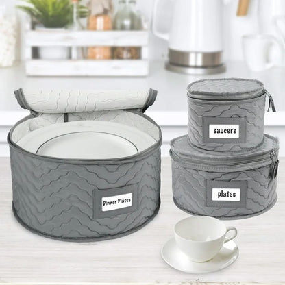LotFancy 6Pcs China Storage Containers for Chinaware, Stemware, Dinnerware, Gray