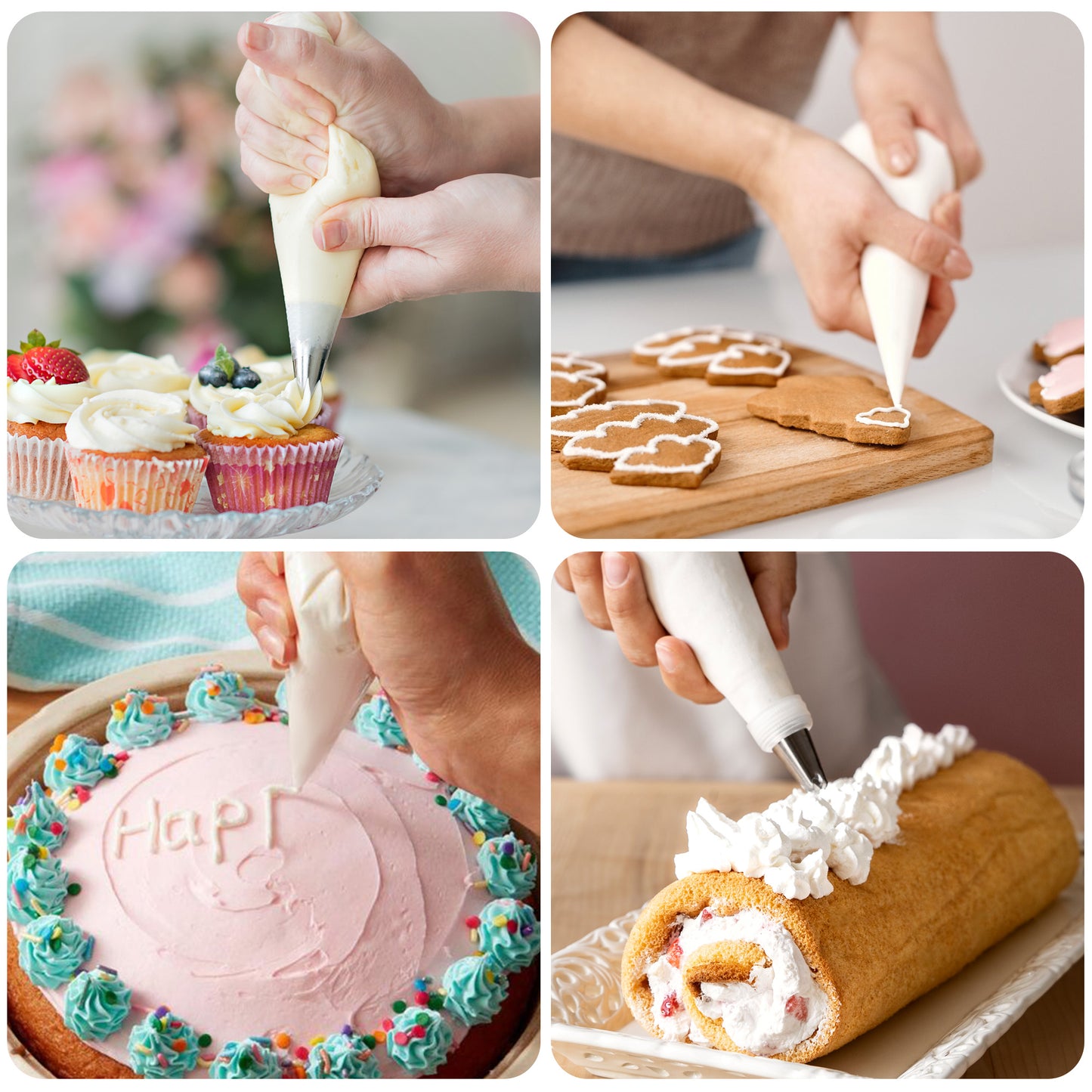 LotFancy Piping Bags, 150 Pcs 12" Disposable Pastry Bags & 5 Clips, Thick Icing Bags, Non-Slip