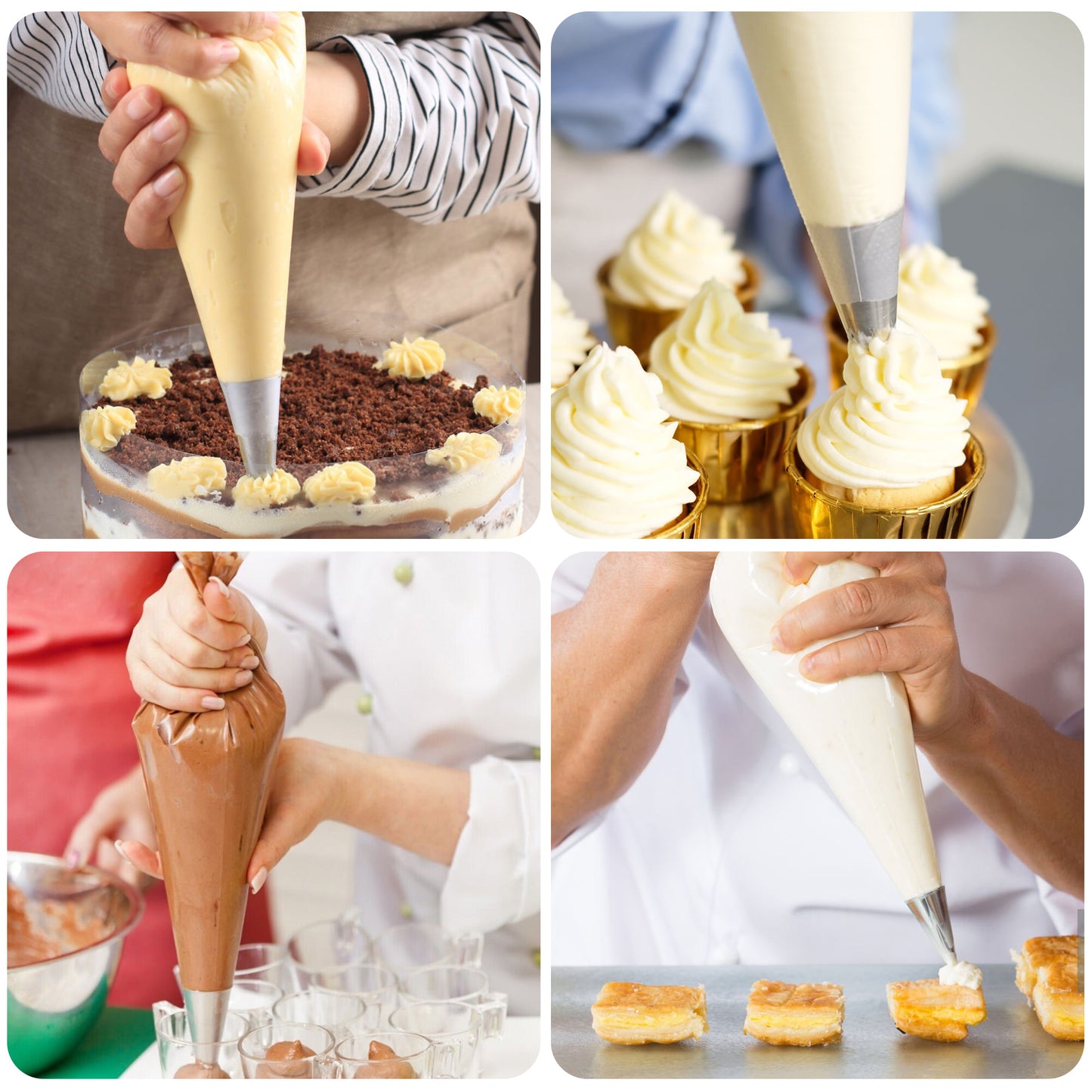 LotFancy Piping Bags, 100 Pc 18" Disposable Pastry Bags & 5 Clips, Icing Bags, Non-Slip & Anti-Burst