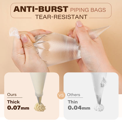 LotFancy Tipless Piping Bags, 250 Pcs 12" Disposable Pastry Bags, Cake Decorating Bag Tool & 5 Clips