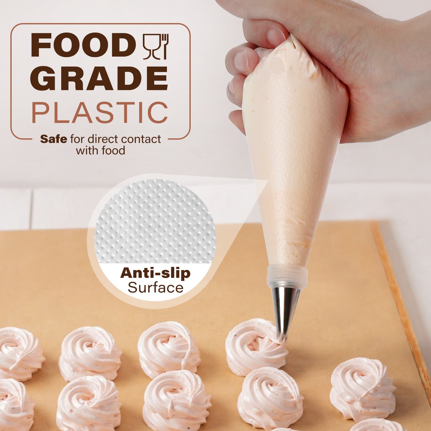 LotFancy Piping Bags, 500 Pcs 10" Disposable Pastry Bags & 5 Clips, Icing Bags for Cake Cookie Decor
