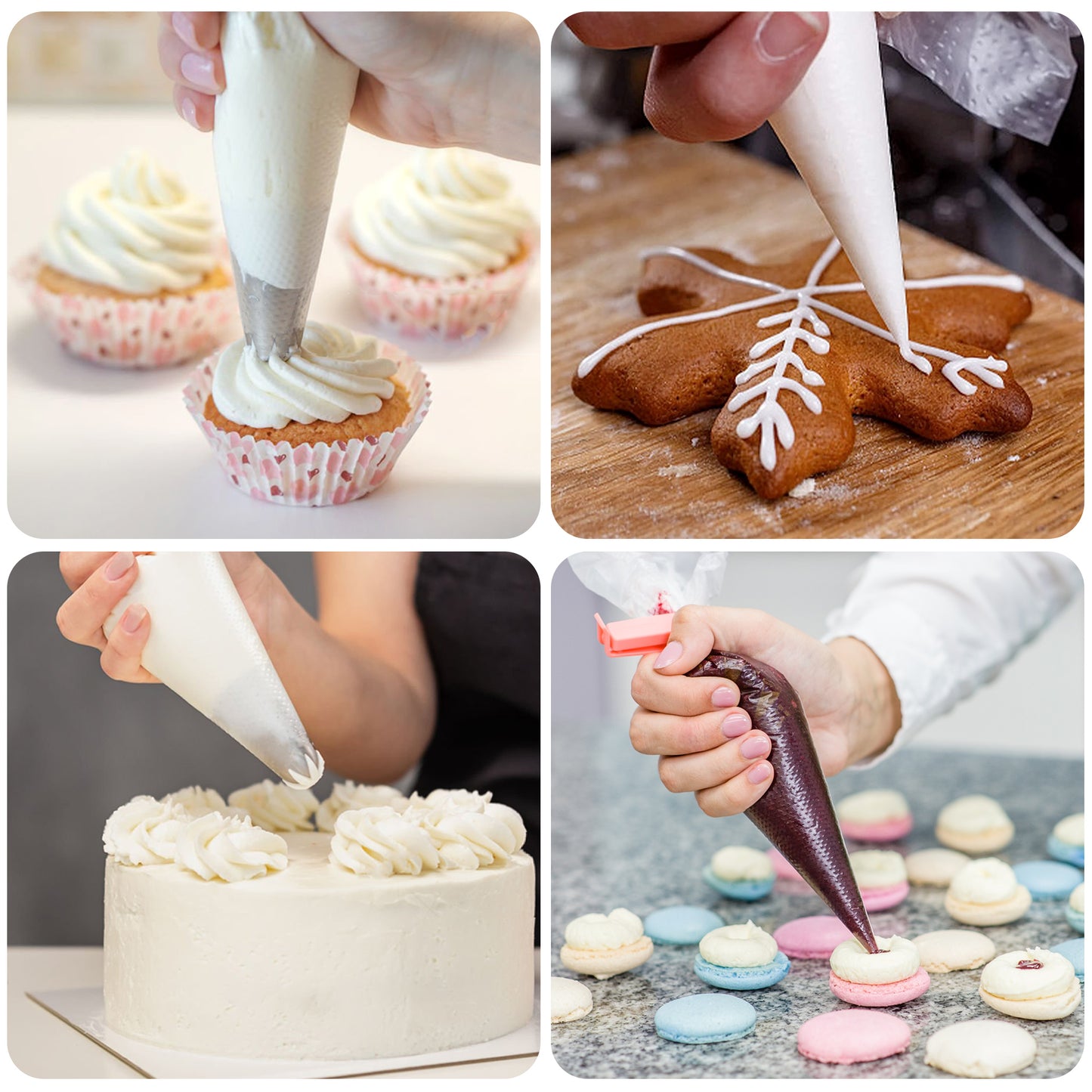 LotFancy Tipless Piping Bags, 250 Pcs 12" Disposable Pastry Bags, Cake Decorating Bag Tool & 5 Clips