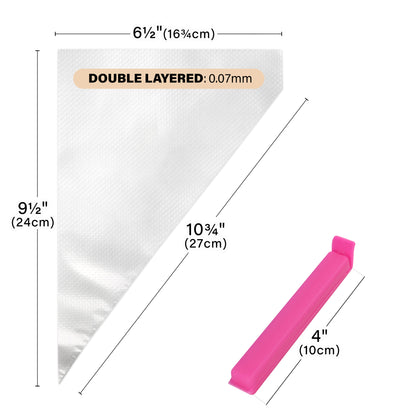 LotFancy Piping Bags, 500 Pcs 10" Disposable Pastry Bags & 5 Clips, Icing Bags for Cake Cookie Decor