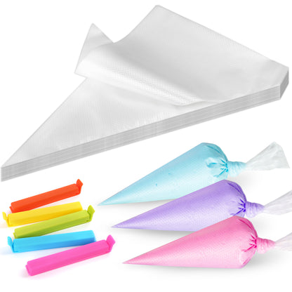 LotFancy Piping Bags, 500 Pcs 10" Disposable Pastry Bags & 5 Clips, Icing Bags for Cake Cookie Decor