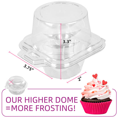 LotFancy Plastic Individual Cupcake Container, Stackable Single Compartment Cupcake Carrier Holder Box