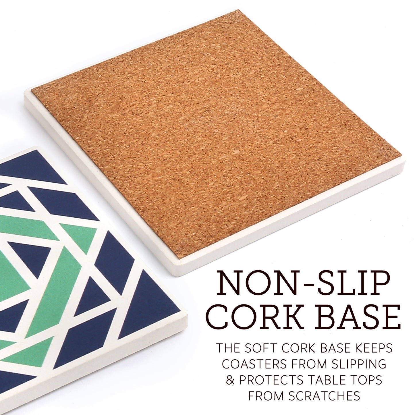 LotFancy 6Pcs Coasters for Drinks Absorbent, 4" x 4" Square Coasters Set, with Non-Slip Cork Base