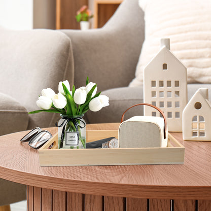 LotFancy 5 Pcs Wooden Nested Serving Trays with Handles, 13 - 16 in, Unfinished Natural Wood Trays