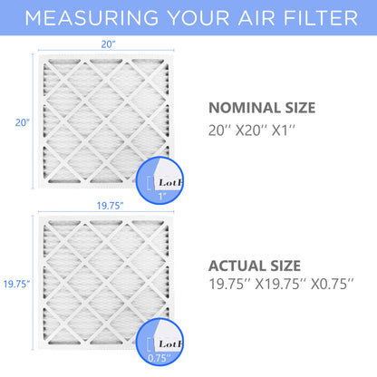 LotFancy 20x25x1 Air Filters, 6 Pack, MERV 8 Pleated HVAC AC Furnace Filters