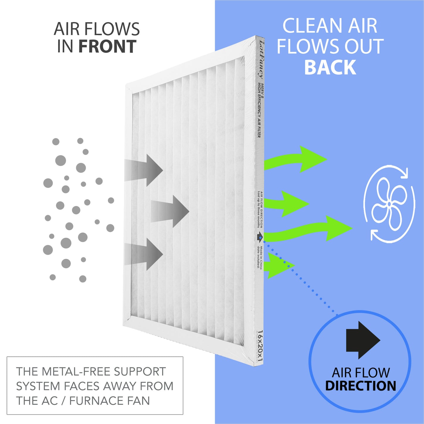 LotFancy 20x25x1 Air Filters, 4 Pack, MERV 11 Pleated HVAC AC Furnace Filters WMT