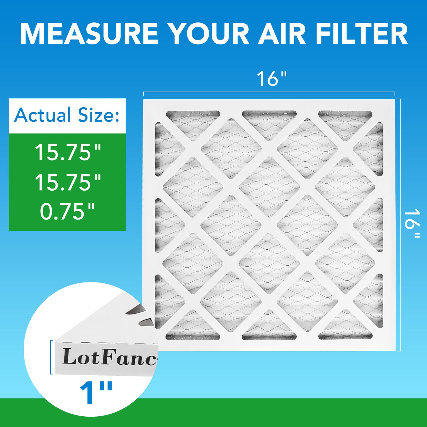 LotFancy 16x16x1 Air Filters, 4 Pack, MERV 8 Pleated HVAC AC Furnace Filters