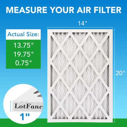 LotFancy 14x20x1 Air Filters, 4 Pack, MERV 8 Pleated HVAC AC Furnace Filters