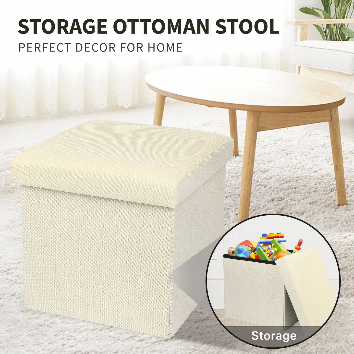 LotFancy Storage Ottoman Cube Bench