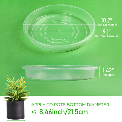 LotFancy Plant Saucer, Clear Plastic Plant Trays for Pots, Thickness Durable Flower Pot Base, Plant Plate to Catch Water for Indoors Outdoors