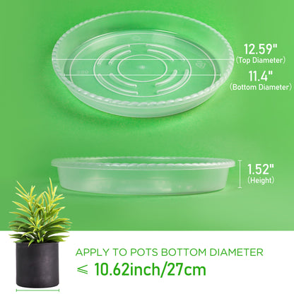 LotFancy Plant Saucer, Clear Plastic Plant Trays for Pots, Thickness Durable Flower Pot Base, Plant Plate to Catch Water for Indoors Outdoors