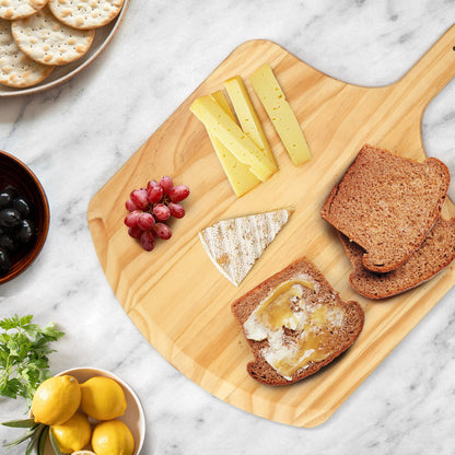 LotFancy Pizza Peel 12 inch, Wood Pizza Spatula Paddle, Pizza Board with Handle, 17x 12 in,Brown