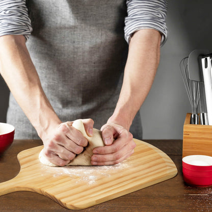 LotFancy Pizza Peel 12 inch, Wood Pizza Spatula Paddle, Pizza Board with Handle, 17x 12 in,Brown