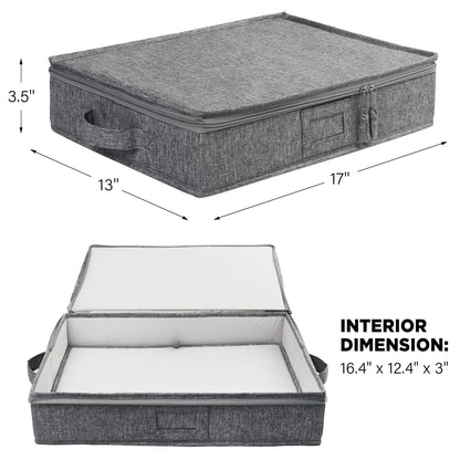 LotFancy Platter Storage Case, China Storage Container, 17x13x3.5 in, Gray WMT