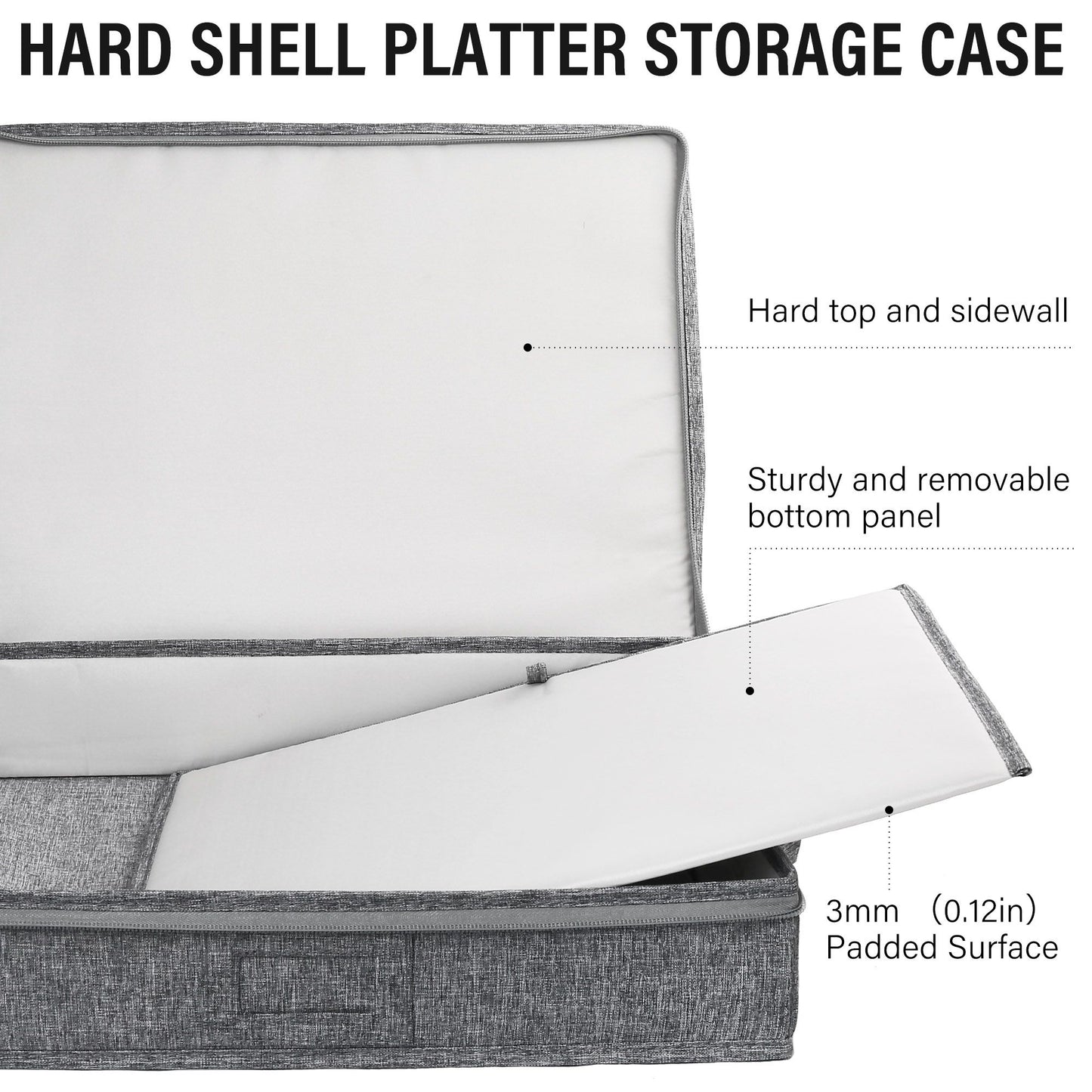 LotFancy Platter Storage Case, China Storage Container, 17x13x3.5 in, Gray WMT