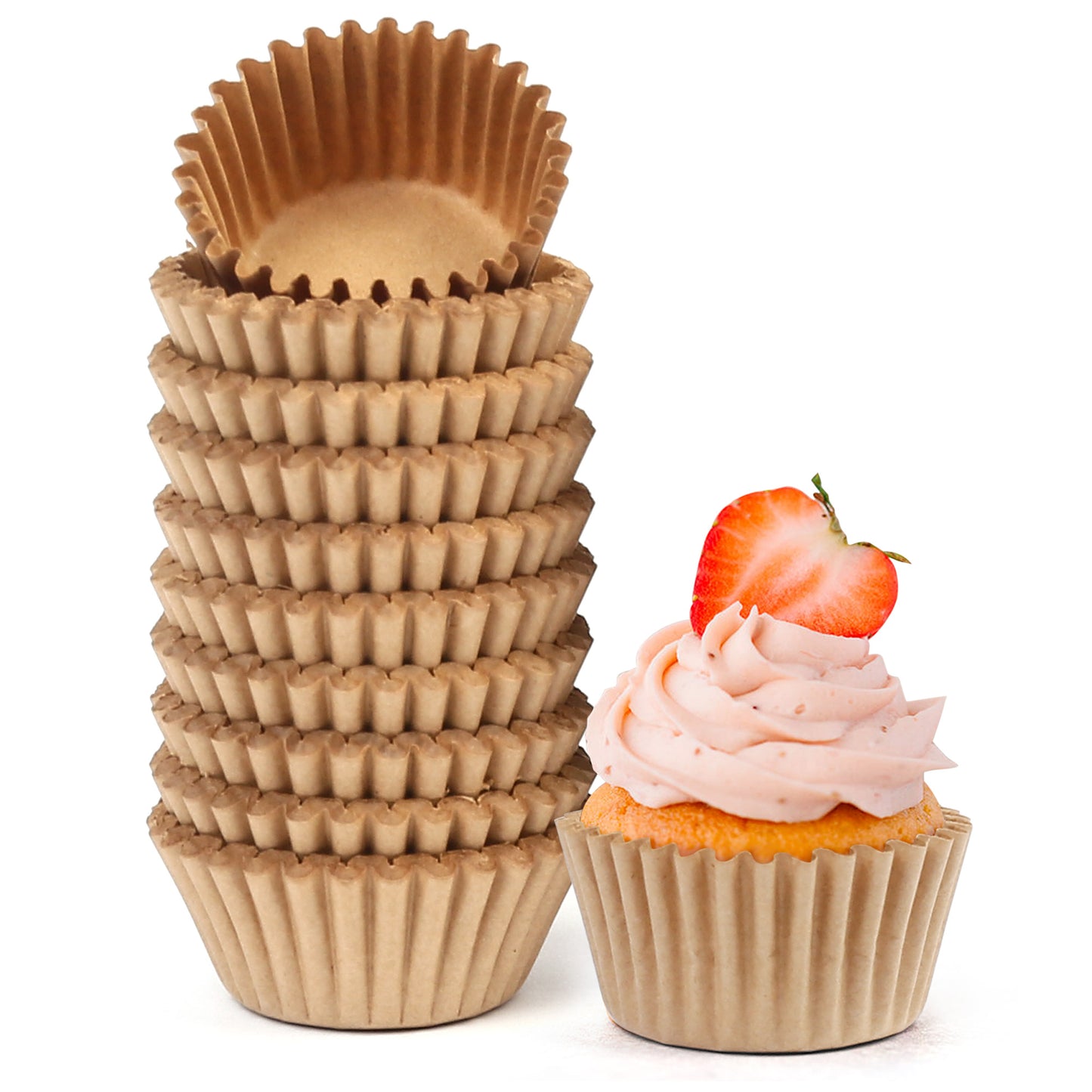 LotFancy 500Pcs Mini Cupcake Liners, Muffin Baking Cup, Small Cupcake Wrappers, Brown